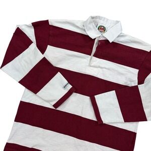 Barbarian Rugby Shirt Men's L Maroon White Striped Blank Long Sleeve Polo Canada